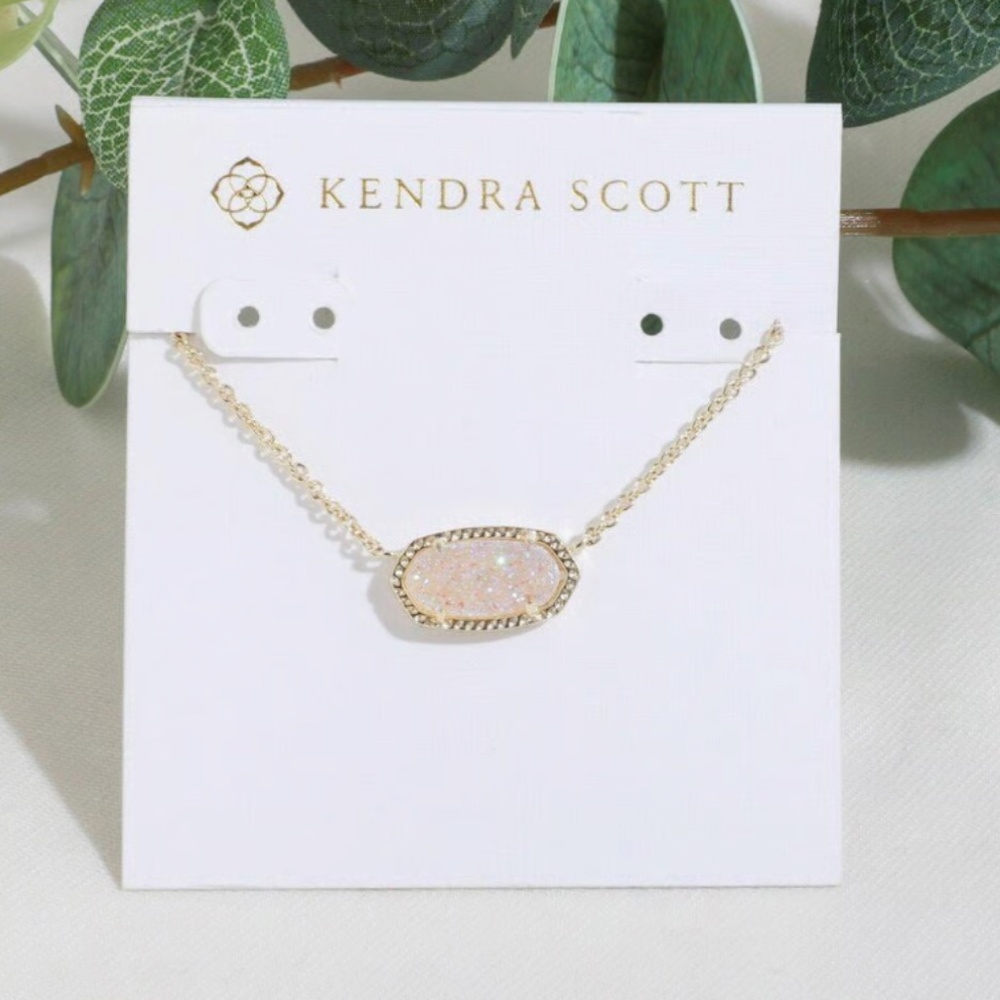 Kendra Scott Elisa Gold Iridescent Drusy Pendant Necklace. New with pouch